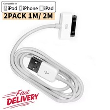 2PCS GENUINE 30-Pin to USB Charger Cable for Apple iPhone 4 4S 3GS iPad 2 3 iPod