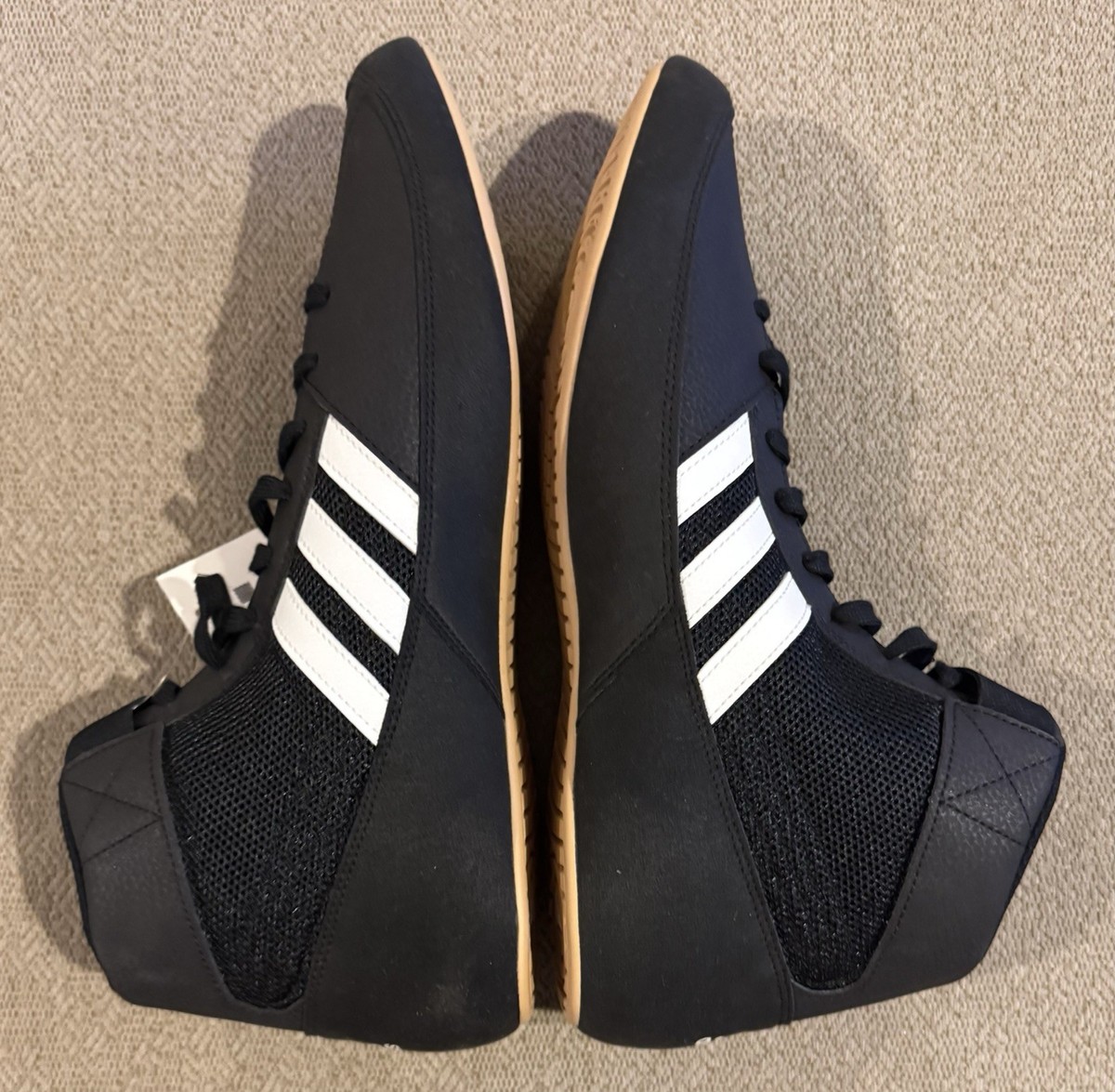 Adidas AQ3325 Mens Size 16 HVC 2 Wrestling MMA Boxing Black White‎ Stripes Shoes Adidas HVC 2 Adult Wrestling Shoes AQ3325 - Black, White main image 2