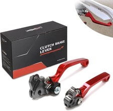 Dirt Bike Foldable Clutch Brake Levers,CNC Breakaway Levers for CRF250F Red