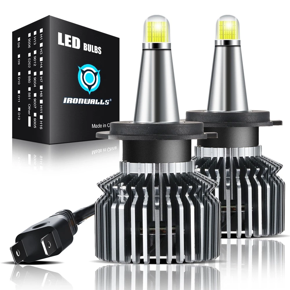 8-Sides H7 LED Headlight Kit High Low Beam Super Bright 3000000LM 6500K White 2x
