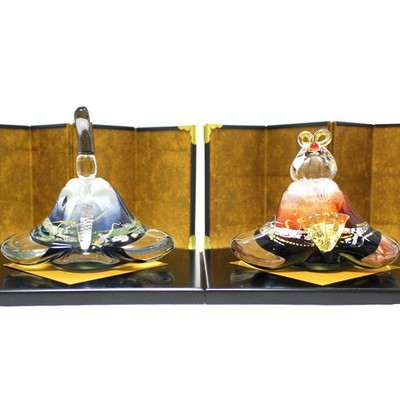 Glass Hina Dolls Japanese Art Fuji Dolls Girls Festival 10cm (3.9in)
