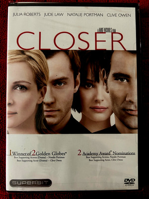 Closer (DVD 2005 Rom-Drama NEW)  Julia Roberts, Jude Law, Natalie Portman