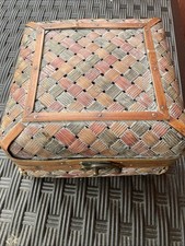 VTG Square Basket Weave Ratan Wicker Wood Sto...