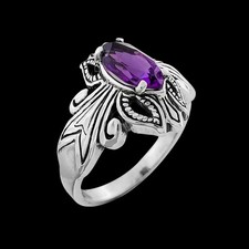 925 Sterling Silver Amethyst Ring, February Birthstone Ring, Amethyst...