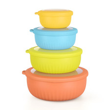 8Pc Mixing Bowls Set with Airtight Lids Plastic Nesting Prep Storage Bowls Color