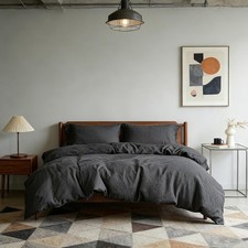 100 Linen Duvet Cover King Size - Organic Breathable Bedding Set for All