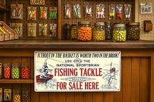 Utica National Sportsman Fishing Tackle For Sale Here Metal Embossed Sign