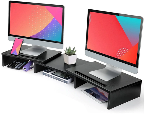 Dual Monitor Stand Riser with Adjustable Length & Angle, Multifunctional Double - Afbeelding 10 van 12