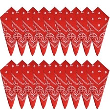 18pcs Paisley Bandanas Assorted Cowboy Bandanas Unisex Novelty Print Head Red