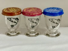 Set Of 3 Vintage Cocktail Delight 1 Oz Empty Cheese Spread Glasses Sue Ann Food 