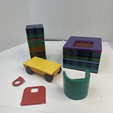 46 Magna Tiles Lot Magnetic STEM Building Tile Toys Mixed Shapes Colors Blocks