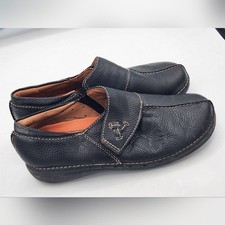 Clarks Black Leather Slip On Loafers Comfort Casual Shoes Size 8