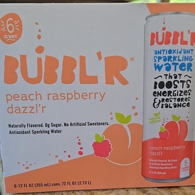 BUBBL'R Antioxidant Sparkling Water Peach Raspberry 6-Pack 12 fl oz