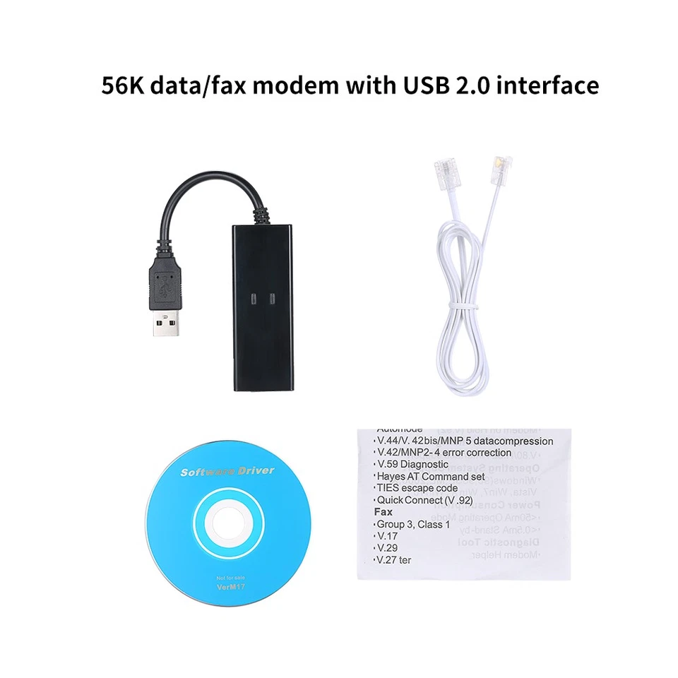 External USB 56K V.92 V.90 Dial Up Fax Modem For /VISTA7/8/10 DSFU - Image 3 of 4