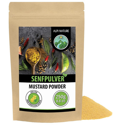 Alpi Nature Senfmehl Gelb Weiß 250G, Senfpulver, Senfkörner Gemahlen, Gelbe Senf