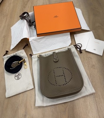 Hermès Evelyne TPM 16   Étoupe Clemence Leather with Gold Hardware | W Stamp
