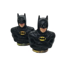Lote de alcancías de plástico (2) de DC Comics de la película Batman 1989 vintage Michael Keaton