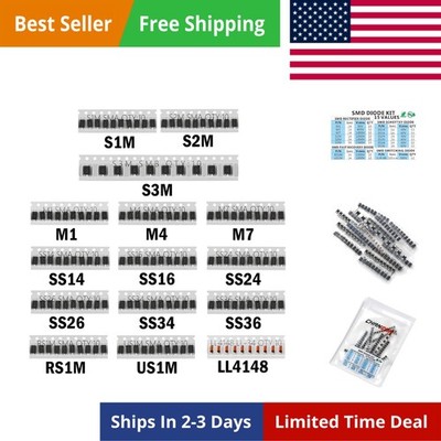 SMD Fast Switching/Schottky/Rectifier Diode Assorted Kit (15 Values Total 150Pcs