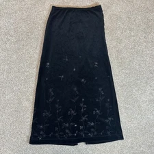 Amy Byer Kids Black Velvet Maxi Skirt Floral Embellished Size Small Youth
