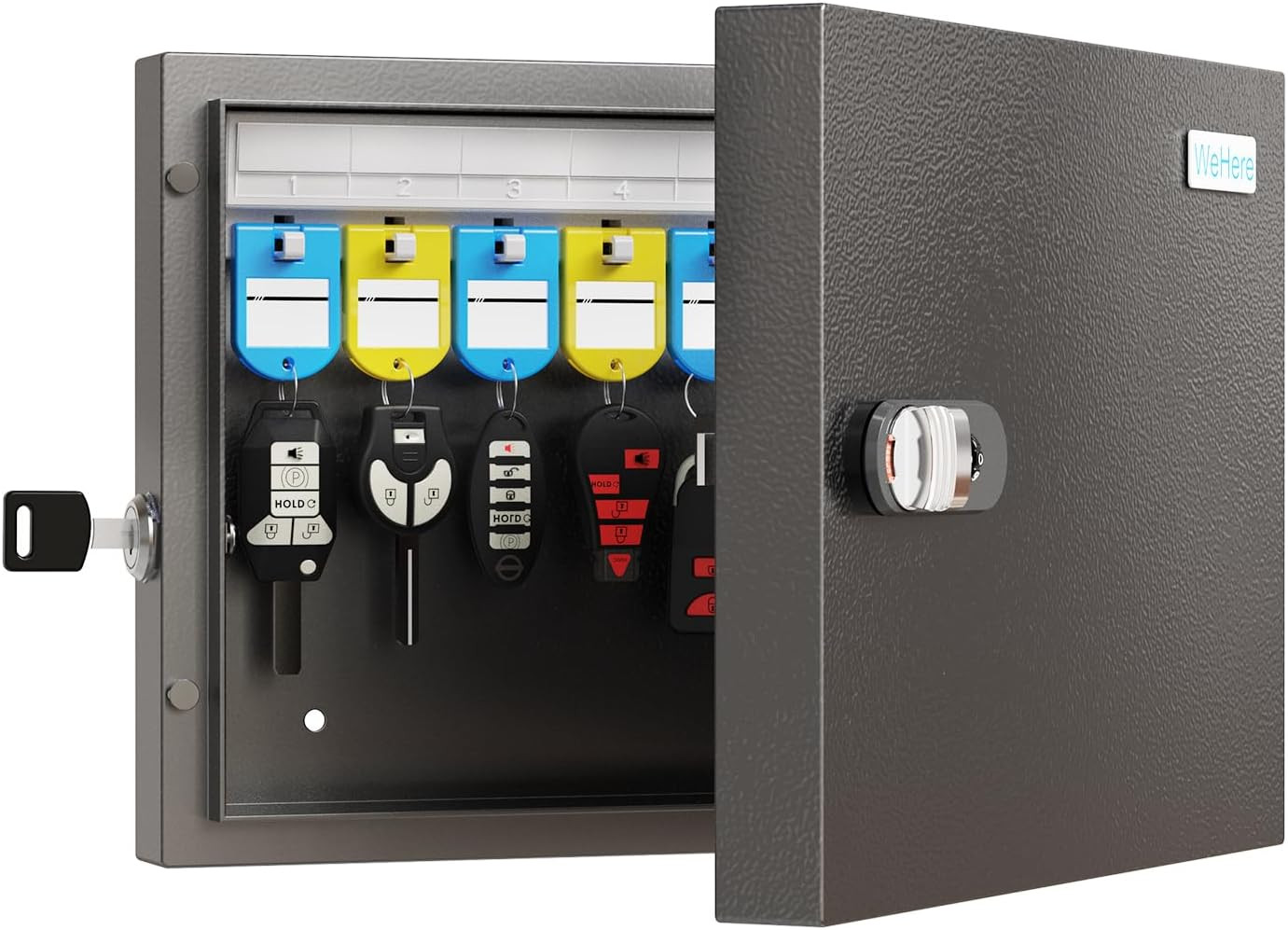 Key Lock Box Wall Mount, 16 Key Cabinet with Combination Lock & Key Tags, Digita