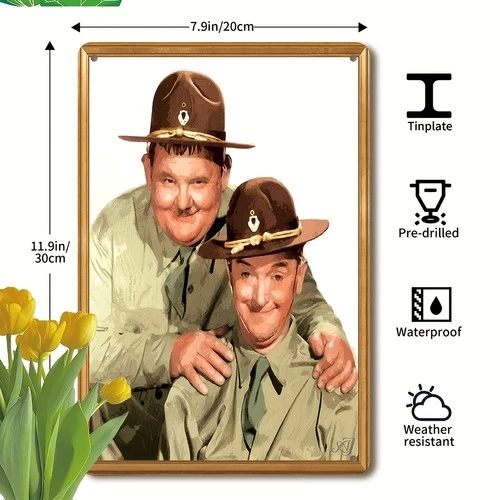 1pc Laurel and Hardy Vintage Tin Metal Signs Home Décor, Sci-Fi Wall Art Decorat
