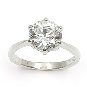 Bague En Argent Massif 925 Rhodié Avec Diamant Cz Rond 4 Mm - Taille 56 - Marque Dolly-Bijoux - Neuf Avec étiquettes
