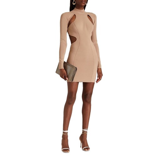 Herve Leger Paris Gold Metallic One Shoulder Bodycon Dress Long Sleeveless  XS | eBay