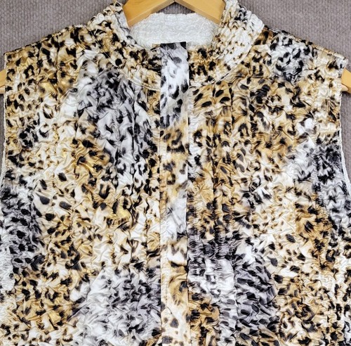 RUBY RD. Vest Women's XL Animal Print Full Zip Sleeveless Textured Crinkled Top - Picture 6 of 9