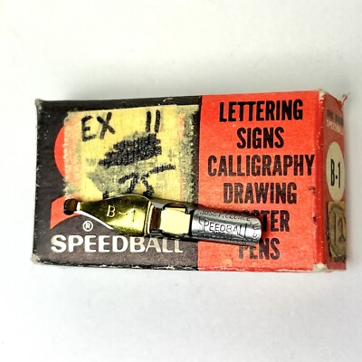 Vtg Speedball Pens Box Set of 12 B1 Pen Ink Nibs Round Type B-1 Box Hunt Co NOS