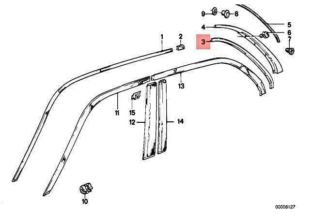 OEM BMW E30 316 316I 318I 320I 320IS 323I 324D MOLDING RIGHT 