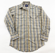 Wrangler Western Shirt Mens Small Plaid Pearl Snap