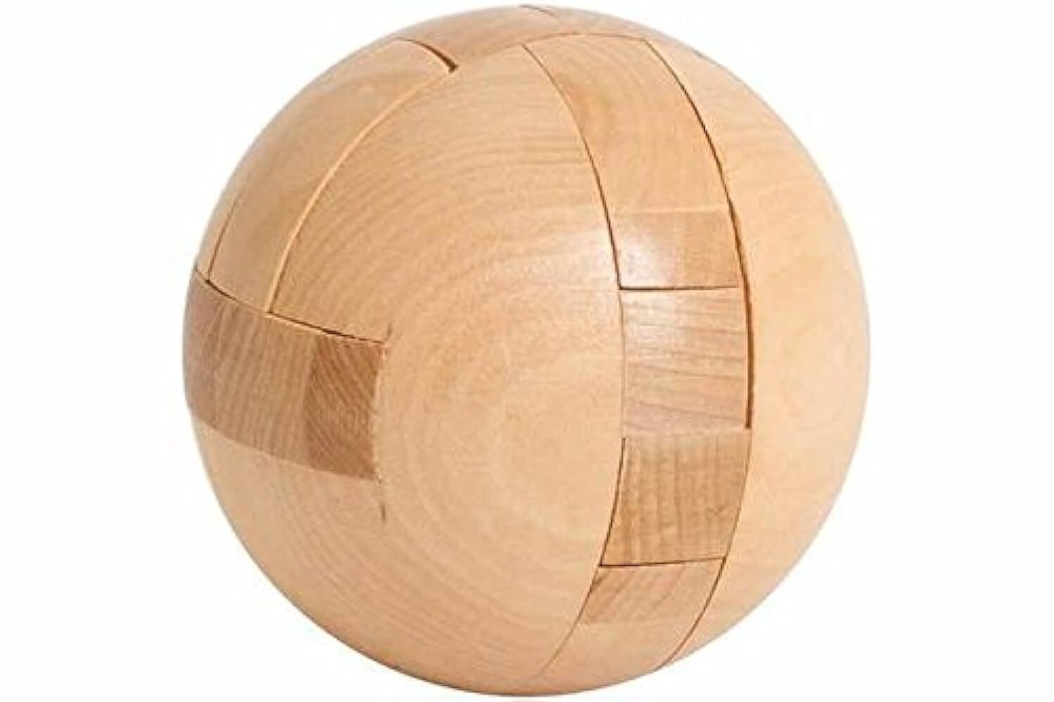 CHH 6103 3 Inch Wooden Ball Shaped Brain Teaser 3D Puzzle Light Beige