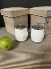Vintage George S. Thompson CA Milk Glass Grape Design Salt & Pepper Shakers