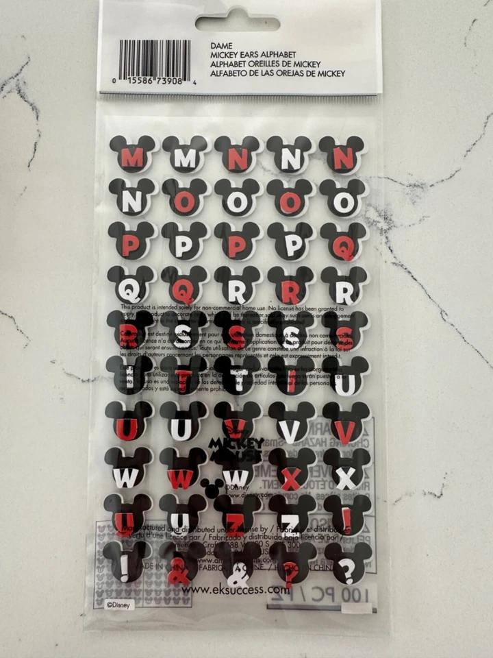 EK Éxito Disney Orejas de Mickey Mouse Alfabeto Pegatinas Dimensionales Álbum de Recortes Foto 3 de 4