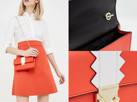 Emporio Armani Leder Handtasche Clutch Tasche Bag Handbag Schultertasche Lachsro