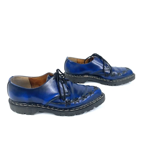 Gripfast Mens Brogue Burnished Blue Leather Shoes Size 8 Made In England