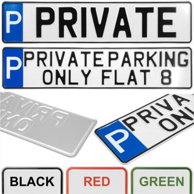 P Privat Parkverbotsschild Pressmetall Nummernschild schwarz rot grün Text Name