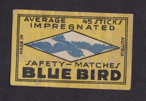 Ancienne  étiquette Allumettes Autriche BN82567 Oiseau bleu   - Picture 1 of 1