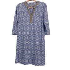 Sunsets & Sweet Teas Women’s Anywhere Dress Blue & White Geometric Size Small
