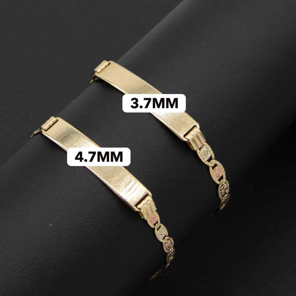 Tri-Color Textured Valentino Mariner ID Bracelet Real 10K Tri-Color Gold - Image 2 of 4