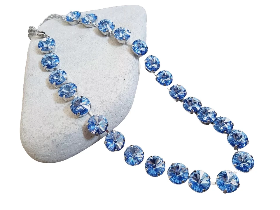 Collar Tenis Cristal Azul Pálido - Gargantilla Anna Wintour Joyería Verano Para Regalo Foto 2 de 4