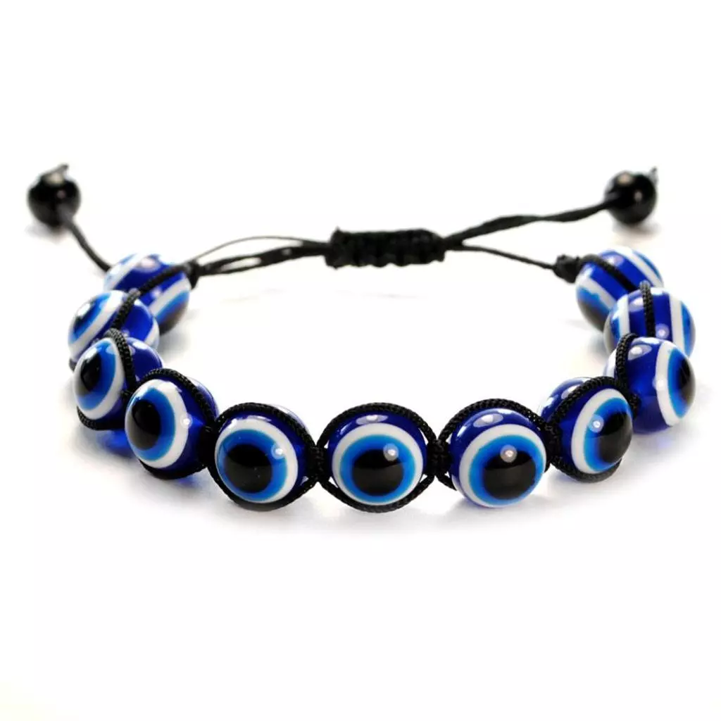 EVIL EYE BEAD BRACELET 12mm Shamballa Style Good Luck Protection