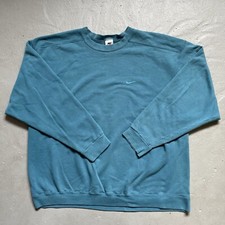 Vintage 1990s Nike Small Swoosh Check Crewneck Sweatshirt Faded Made USA XXL