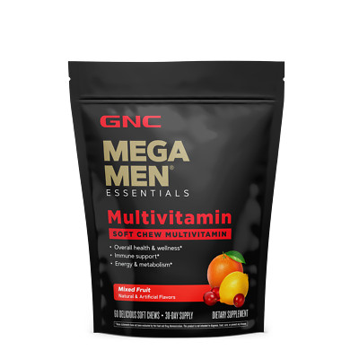 GNC Mega Men Soft Chew Multivitamin | Energy & Metabolism Support, 60 Count