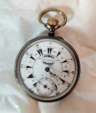 Reloj Bolsillo BELEMUS Niello Plata 23J Movimiento Cronómetro