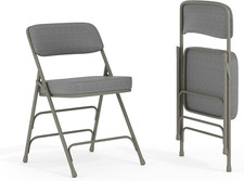 Hercules Series Metal Folding Chairs with Cushioned Seats, Fabric Upholstered Ev