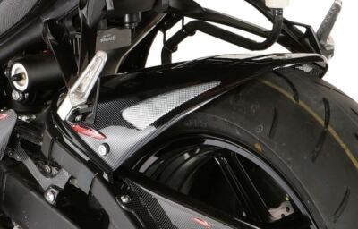 Kawasaki ZX6-R 07-2008 Gloss Black & Silver Mesh Rear Hugger by Powerbronze