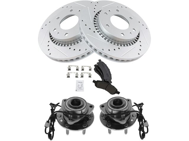 Front Brake Pad and Rotor and Wheel Hub Kit fits 97X 2007-2009 4.2L 6 Cyl 21VFCN