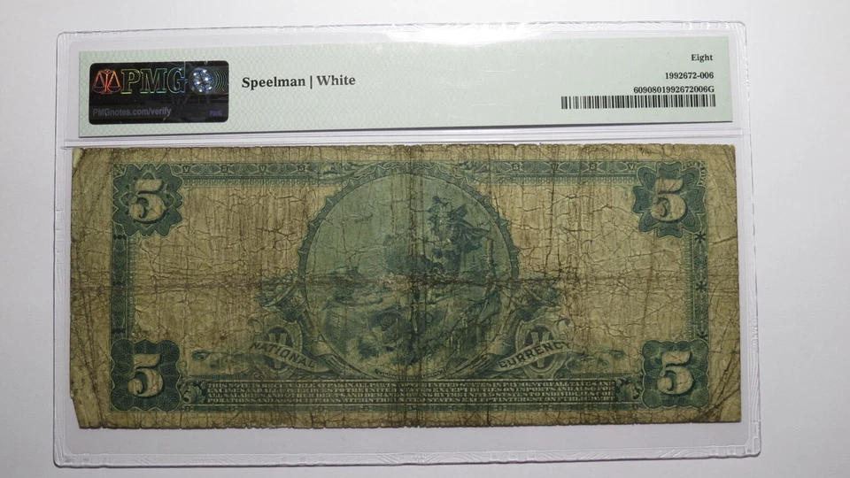 $5 1902 Quanah Texas TX National Currency Bank Note Bill Charter #12307 VG8 PMG - Image 4 of 4