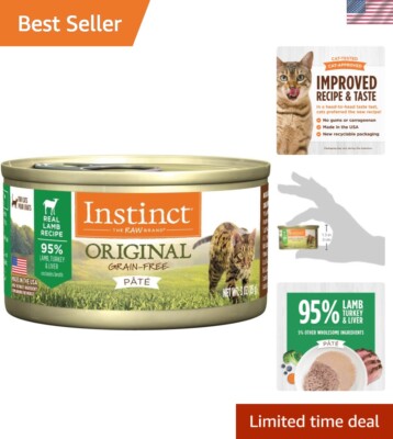 Original Pate Wet Cat Food, Grain Free Recipe - Real Lamb, 3 oz. Cans Pack of 24